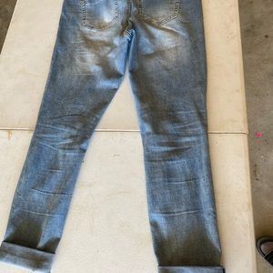 Maternity boyfriend distressed crop jeans, size 8